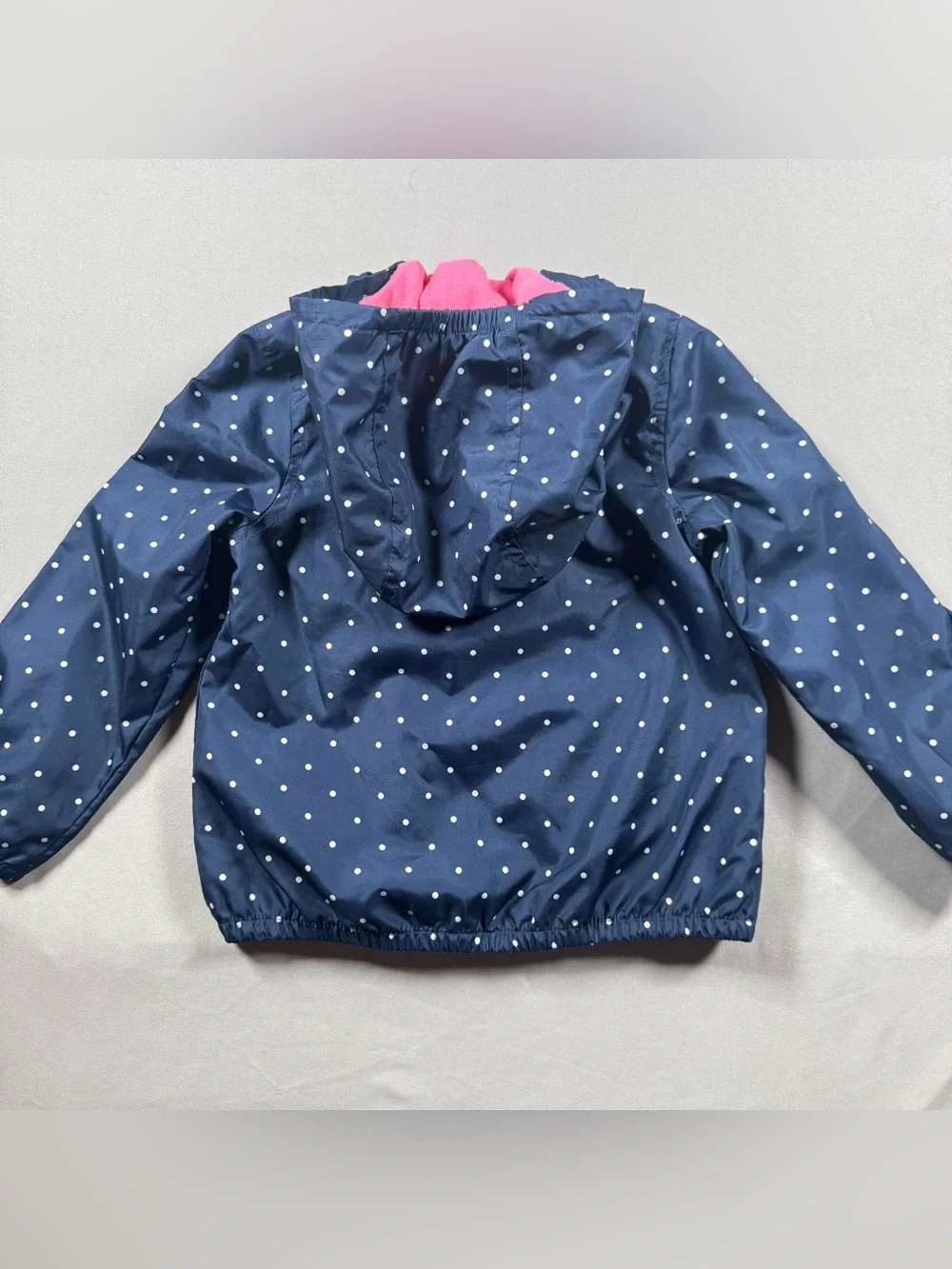 Carter's Toddler Girl 2T Navy Blue Pink Hooded Windbreaker Polka Dot Jacket